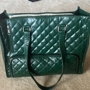 Elegant Green Quilted Tote Bag